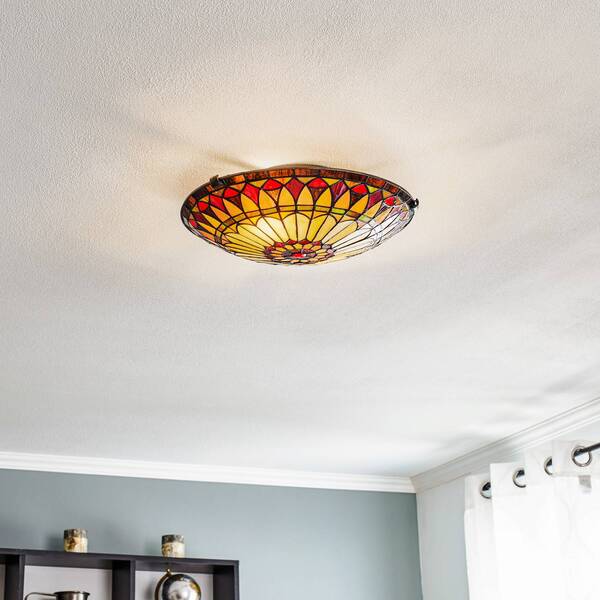  Elstead Elstead West End Ceiling Light, Bronze/multicoloured, ø 42 Cm, Glass 