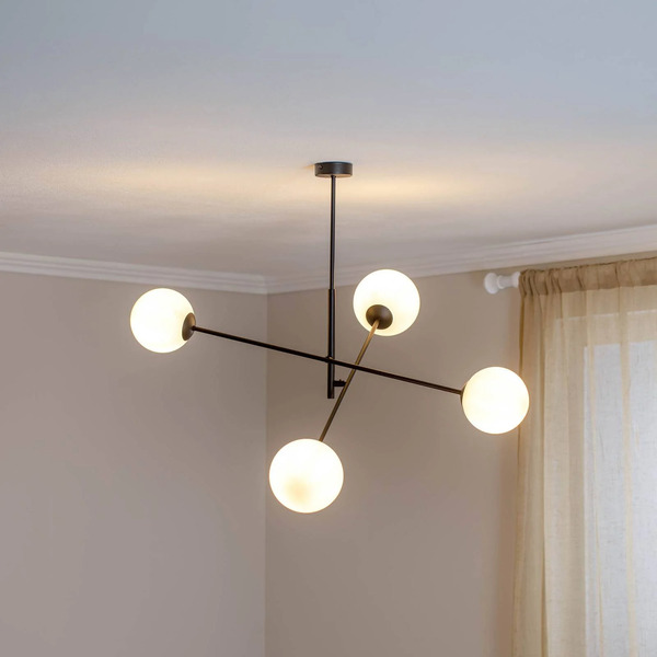  Emibig Lighting Emibig Lighting Ceiling Light Linear, Black/opal, 4-bulb 
