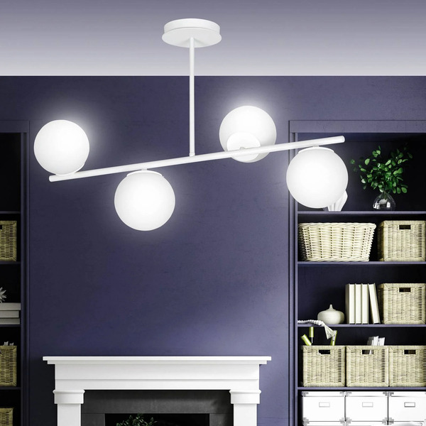  Emibig Lighting Emibig Lighting Kabo Ceiling Lamp, 1 Arm, White, 4-bulb 