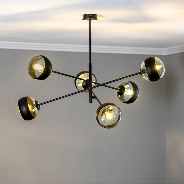 Emibig Lighting Emibig Lighting Linear Ceiling Light, Black/clear, 6-bulb 