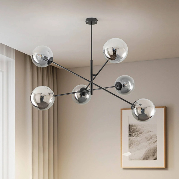  Emibig Lighting Emibig Lighting Linear Ceiling Light, Black/graphite, 6-bulb 