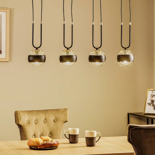  Emibig Lighting Emibig Lighting Linear Pendant Light, Black/clear, 4-bulb 