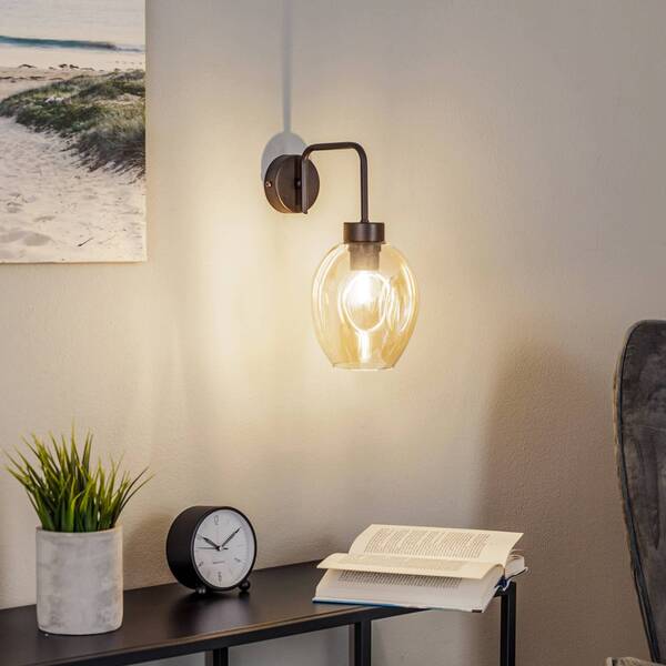 Emibig Lighting Emibig Lighting Lukka Wall Light, 1-bulb, Black/amber 