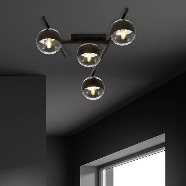  Emibig Lighting Emibig Lighting Smart Ceiling Lamp, Black/clear, 4-bulb 