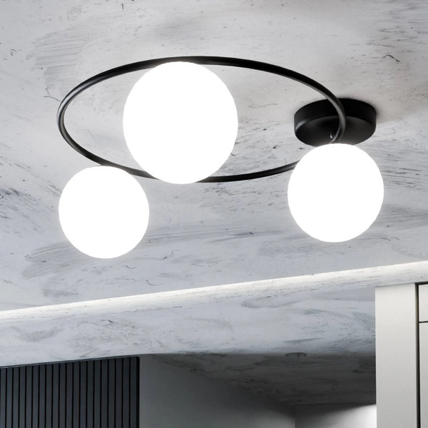  Emibig Lighting Emibig Lighting Sopra Ceiling Light, Opal White/black, Glass, E14 