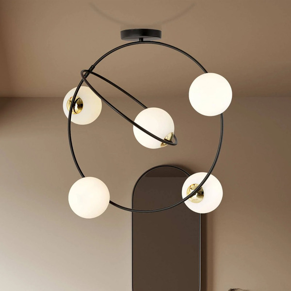  Emibig Lighting Emibig Lighting Stardom Ceiling Light, Opal White/black, Glass, E14 