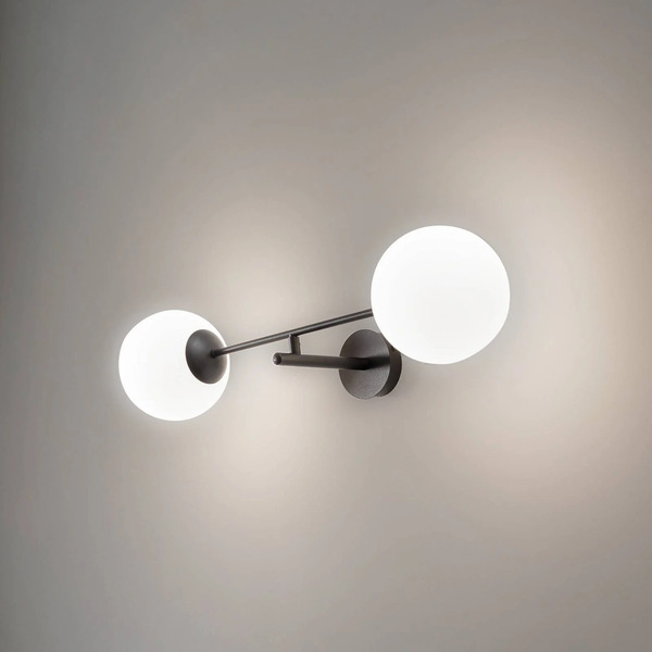  Emibig Lighting Emibig Lighting Wall Lamp Linear, Black/opal, 2-bulb 