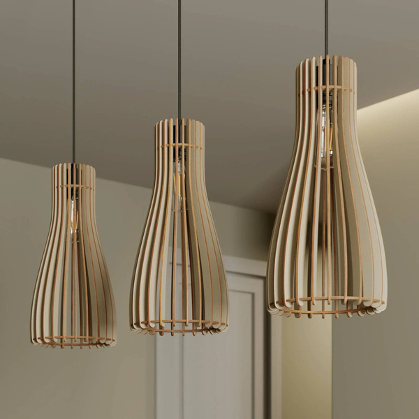  Envostar Envostar Furn Pendant Light, Birch Plywood, 3-bulb 
