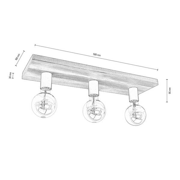  Envostar Envostar Lobo Ceiling Lamp 3-bulb Pine Grey 