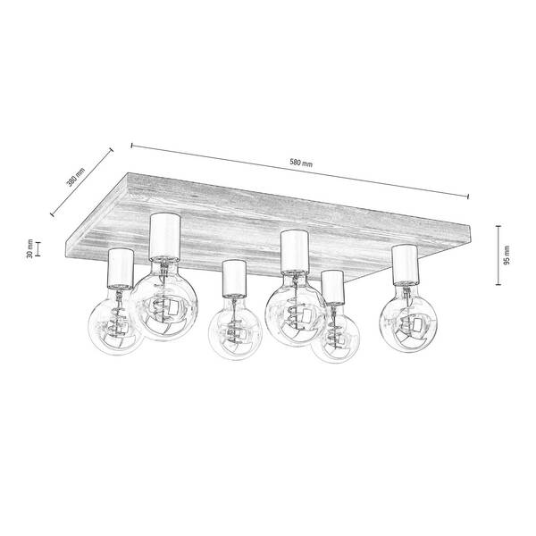  Envostar Envostar Lobo Ceiling Lamp 6-bulb Pine Walnut 