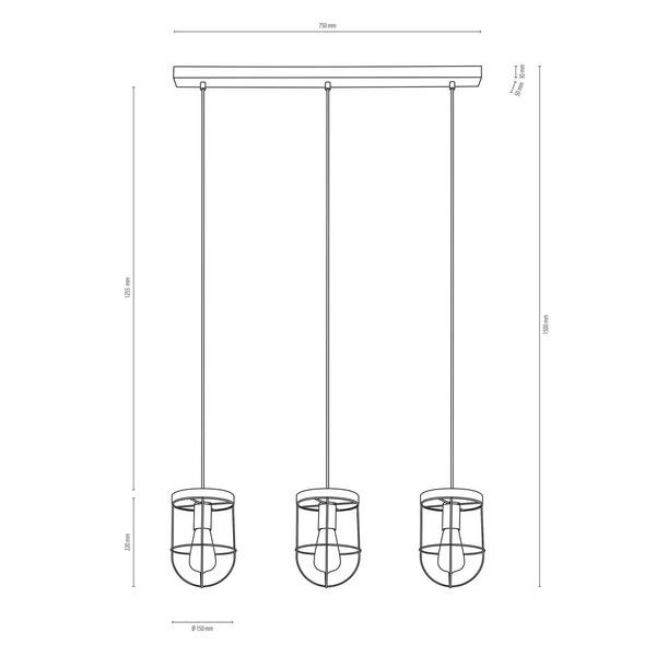  Envostar Envostar Neptuna Pendant Light 3-bulb Linear 