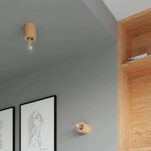  Envostar Envostar Peach Puff Ceiling Lamp, Wooden Cylinder 
