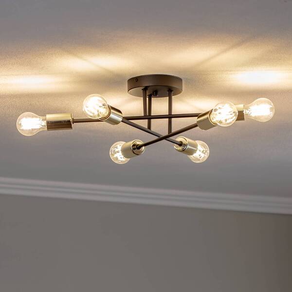  Euluna Euluna Anvil Ceiling Light, Black/gold, 6-bulb 