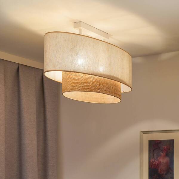 Euluna Euluna Boho Ceiling Lamp, Beige/brown, Length 80 Cm, Fabric/fibres 