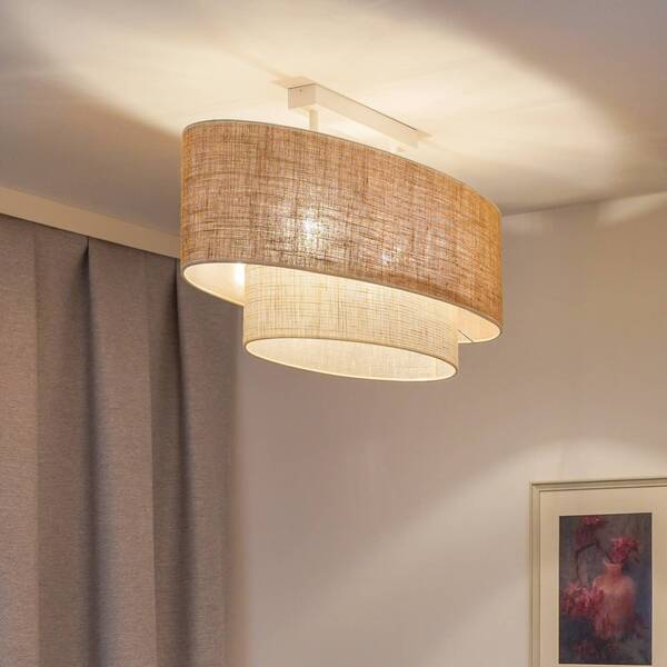  Euluna Euluna Boho Ceiling Lamp, Brown/beige, Length 80 Cm, Fabric 