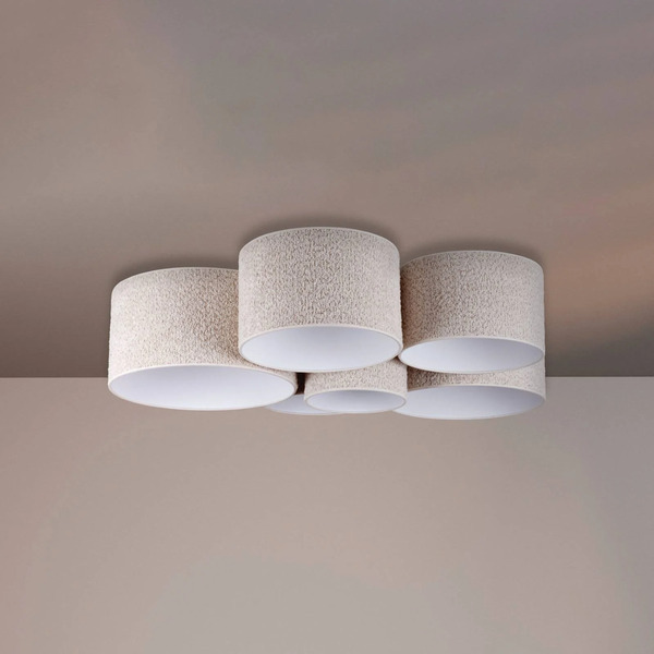  Euluna Euluna Boucle Ceiling Light With Six Lampshades, Ecru 
