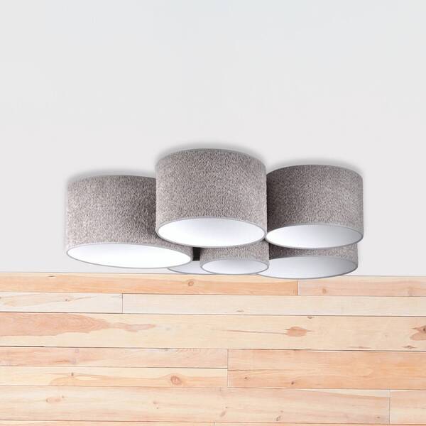  Euluna Euluna Boucle Ceiling Light With Six Lampshades, Grey 