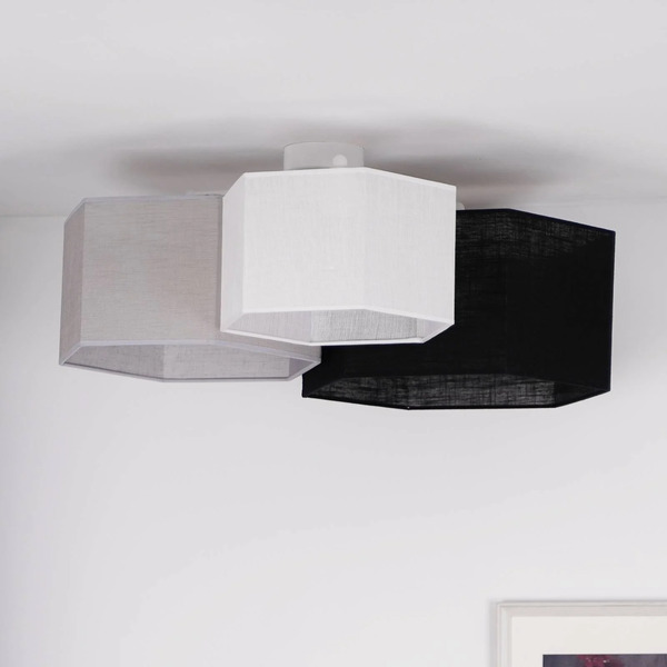  Euluna Euluna Emil Ceiling Lamp, Textile Black/grey/white, 3-bulb 