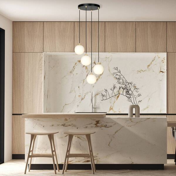  Euluna Euluna Glassy Pendant Light, 4-bulb, Round, Black/opal 