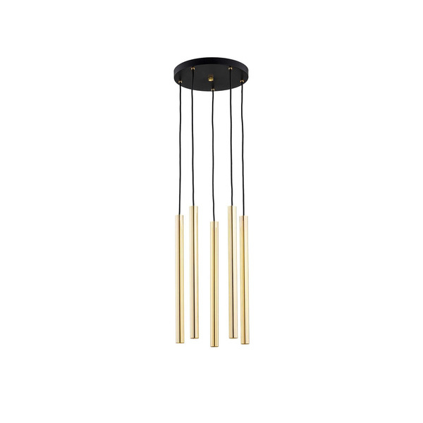  Euluna Euluna Sone Pendant Light, Round Canopy, 5-bulb, Brass 
