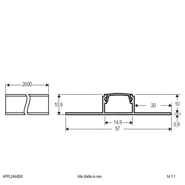 Evn Evn Apfl2 Tile Profile 2-sided 200 Cm X 5.7 Cm 