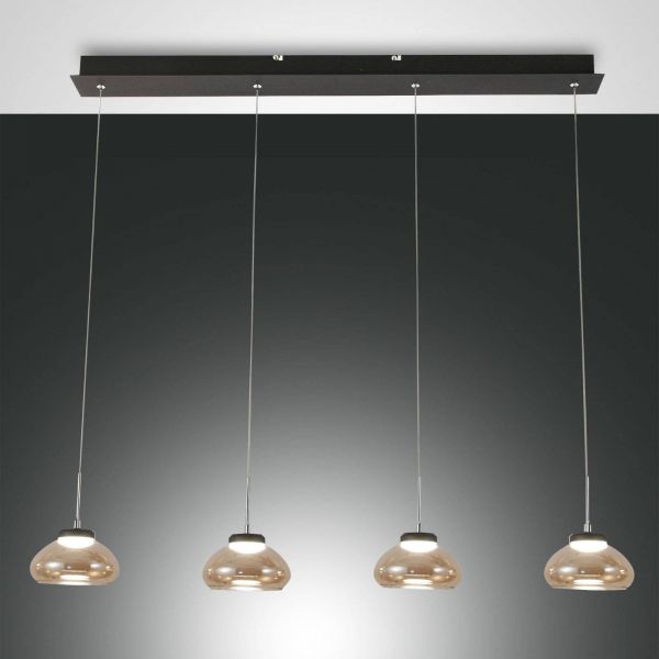  Fabas Luce Fabas Luce Arabella Hanging Lamp 4-bulb In A Row, Amber 