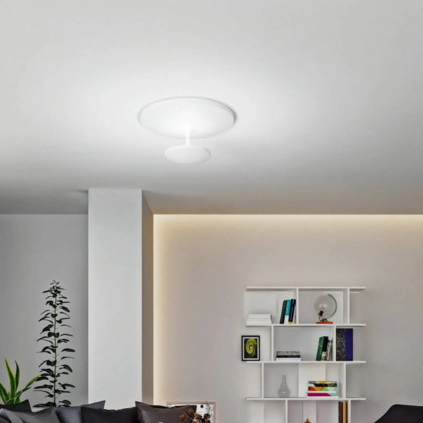  Fabas Luce Fabas Luce Conrad Led Ceiling Lamp, White, ø 50 Cm, Metal, Dimmable 