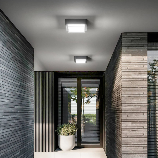 Fabas Luce Fabas Luce Diuk Led Outdoor Ceiling Light, Dark Grey, Metal, Ip65 