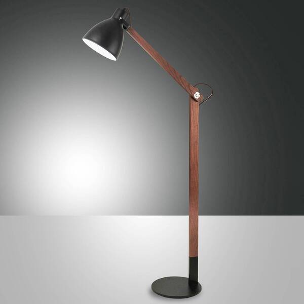  Fabas Luce Fabas Luce Floor Lamp Sveva In Wood, Black/walnut 