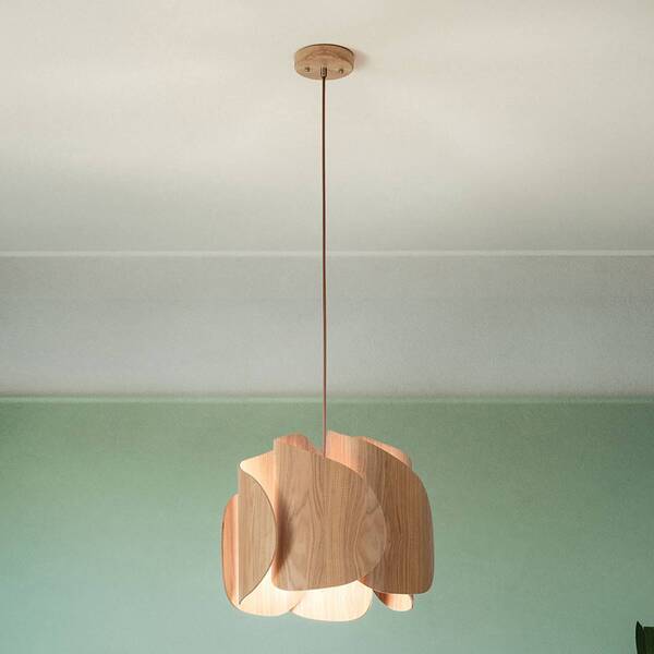  Fabas Luce Fabas Luce Hanging Light Pevero In Ash Wood, Curved Shape 