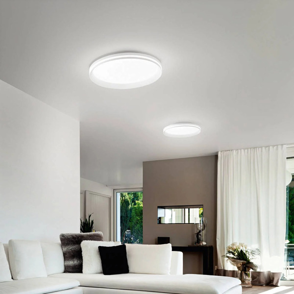  Fabas Luce Fabas Luce Isy Led Ceiling Lamp, White, ø 55 Cm, Metal, Cct, Dimmable 