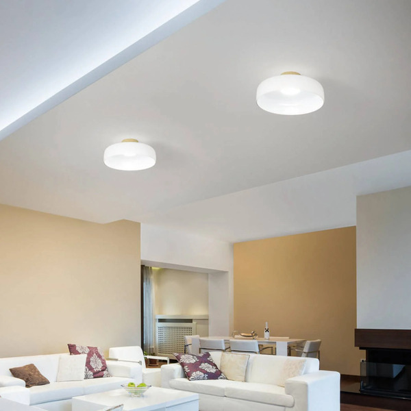  Fabas Luce Fabas Luce Led Ceiling Lamp Lunar, White, Glass, ø 42 Cm, Cct, Dimmable 