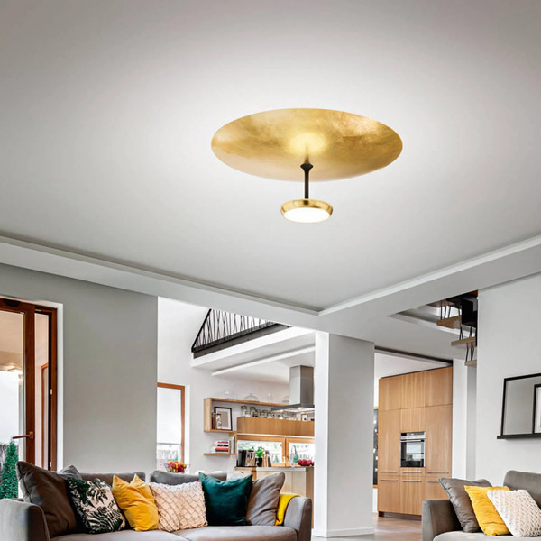  Fabas Luce Fabas Luce Led Ceiling Lamp Yuko, Gold/black, Metal, 23 Cm, Dimmable 