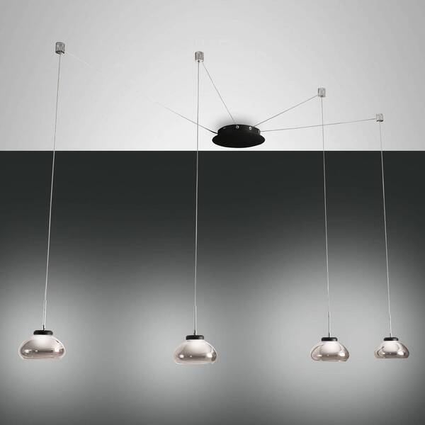  Fabas Luce Fabas Luce Led Hanging Light Arabella 4-bulb Black/grey/clear 