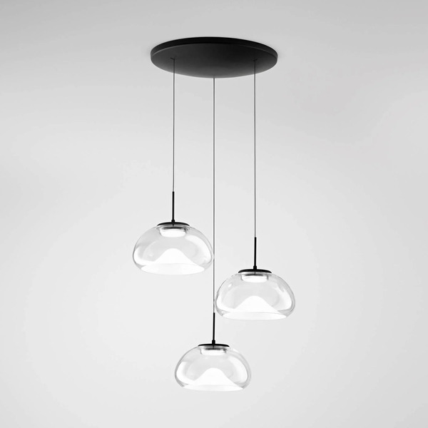  Fabas Luce Fabas Luce Led Pendant Light Brena, 3-bulb, Round, Transparent, Cct 