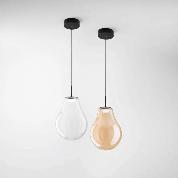  Fabas Luce Fabas Luce Led Pendant Light Noa, Amber, Glass, ø 25 Cm, Cct, Dimmable 