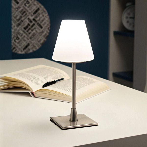  Fabas Luce Fabas Luce Lucy Led Table Lamp With Touch Dimmer, Chrome 