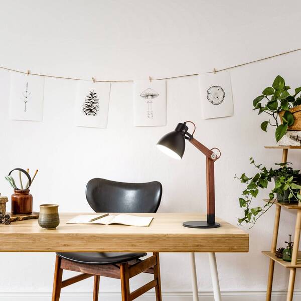  Fabas Luce Fabas Luce Table Lamp Sveva In Wood, Black/walnut 