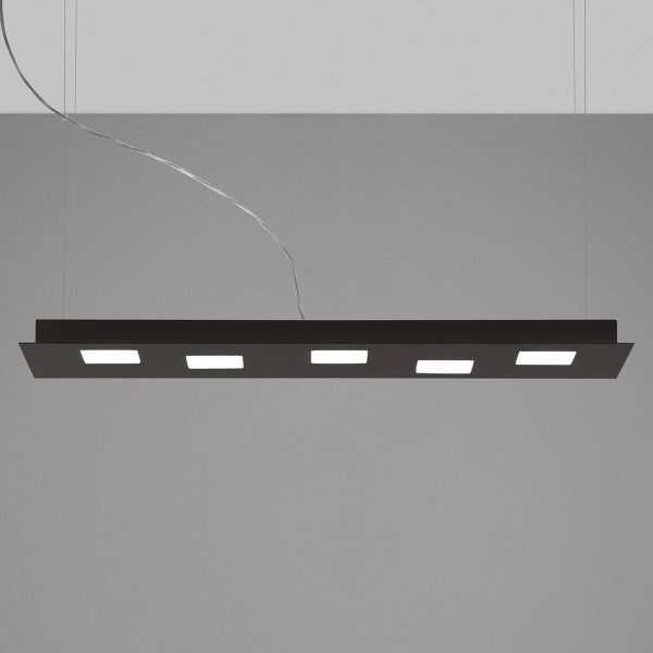  Fabbian Fabbian Elongated Quarter Led Hanging Lamp In Black 