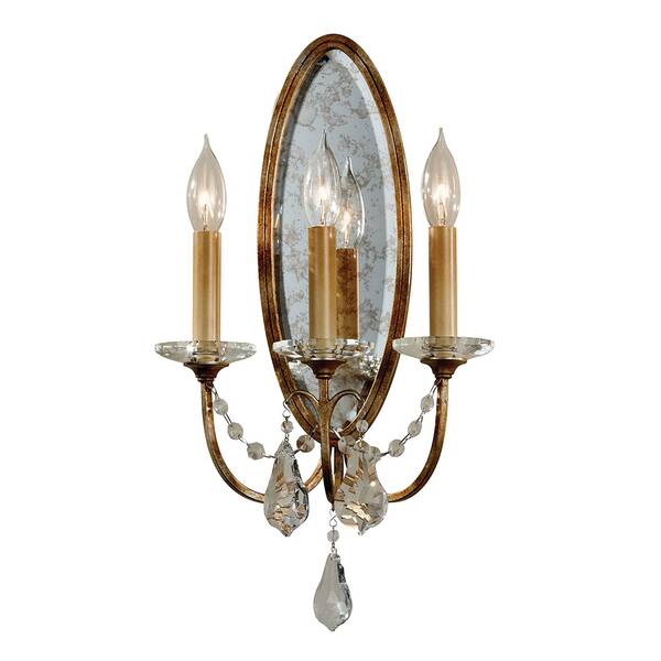  Feiss Feiss Valentina Wall Light, 3-bulb, Bronze/crystal 