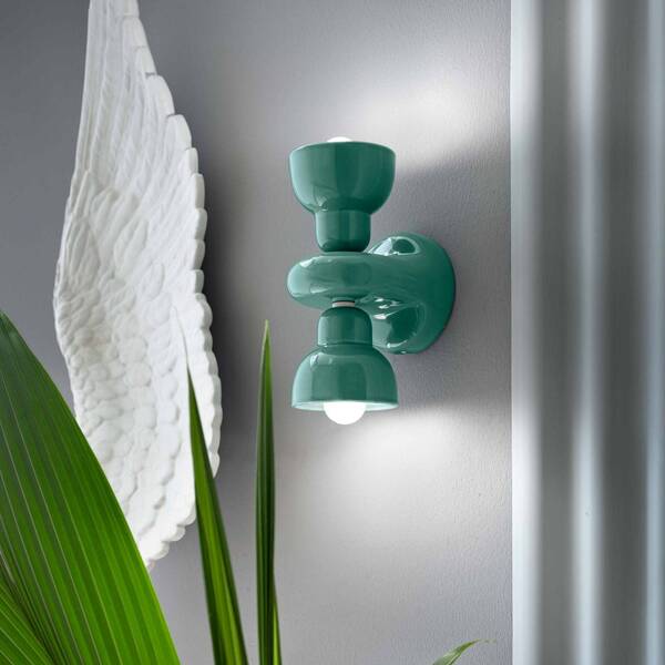  Ferroluce Ferroluce Berimbau Wall Light, Turquoise, 2-bulb 