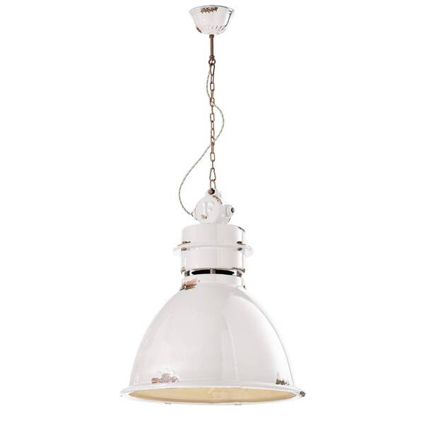  Ferroluce Ferroluce C1750 Hanging Light With Ceramic Lampshade White 