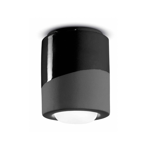  Ferroluce Ferroluce Pi Ceiling Lamp, Cylindrical, ø 12.5 Cm Black 