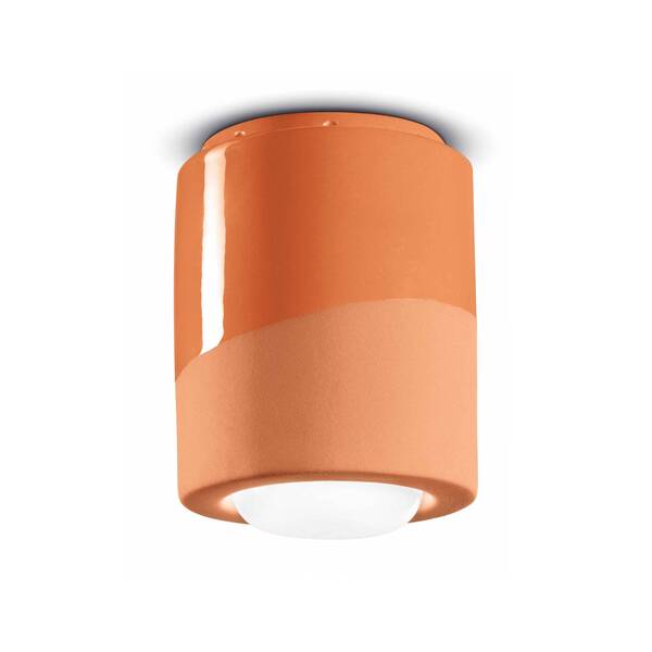  Ferroluce Ferroluce Pi Ceiling Lamp, Cylindrical, ø 12.5 Cm Orange 