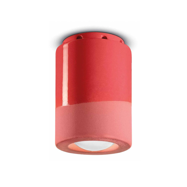  Ferroluce Ferroluce Pi Ceiling Lamp, Cylindrical, ø 8.5 Cm, Red 