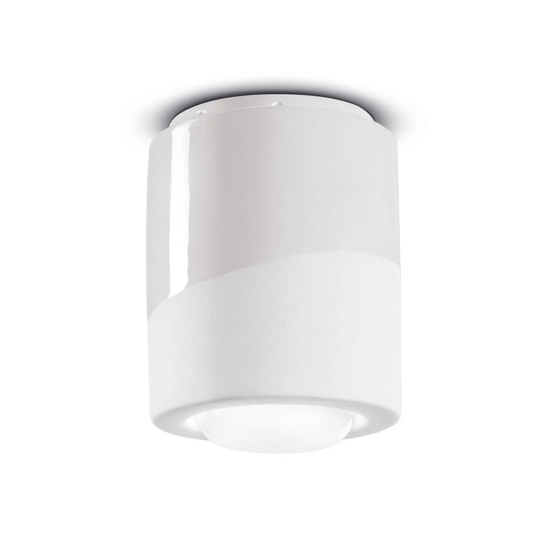  Ferroluce Ferroluce Pi Ceiling Lamp, Cylindrical, ø 12.5 Cm White 