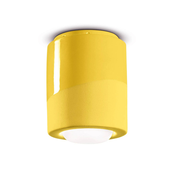  Ferroluce Ferroluce Pi Ceiling Lamp, Cylindrical, ø 12.5 Cm Yellow 