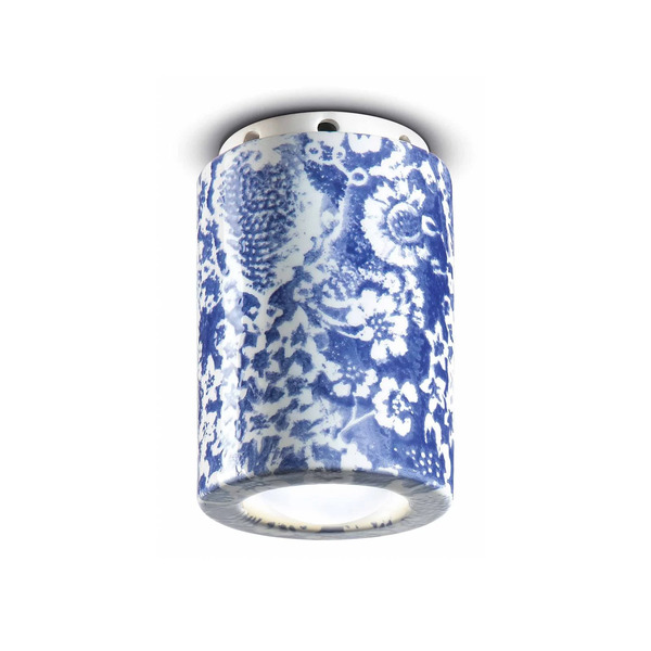 Ferroluce Ferroluce Pi Ceiling Lamp, Floral Pattern, ø 8.5 Cm Blue/white 