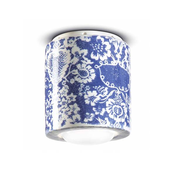  Ferroluce Ferroluce Pi Ceiling Lamp, Floral Pattern, ø 12.5 Cm Blue/white 