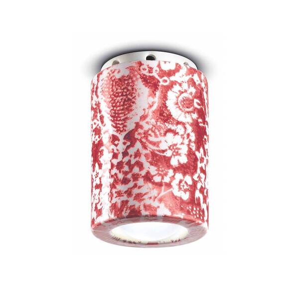  Ferroluce Ferroluce Pi Ceiling Lamp, Floral Pattern, ø 8.5 Cm Red / White 